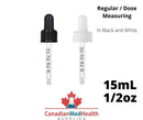 18DIN neck, 1/2oz (15mL) Regular Dropper Caps with Dose Measuring Pipette