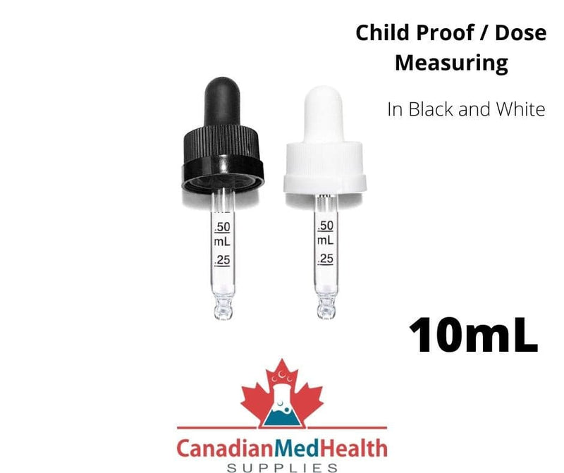 18DIN neck, 10mL Child Proof Dropper Caps with Dose Measuring Pipette