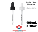 18DIN neck, 3.38oz (100mL) Regular Dropper Caps with Dose Measuring Pipette