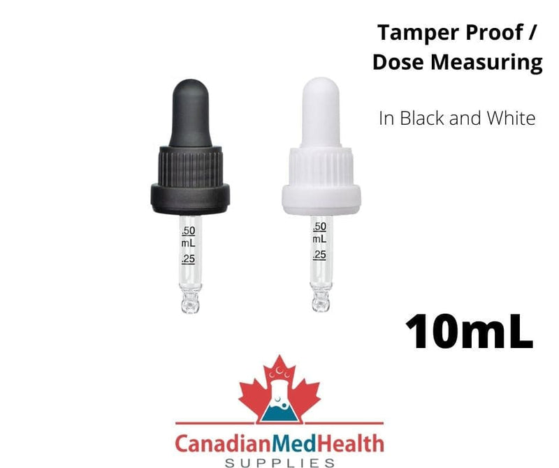 18DIN neck, 10mL Tamper Proof Dropper Caps with Dose Measuring Pipette