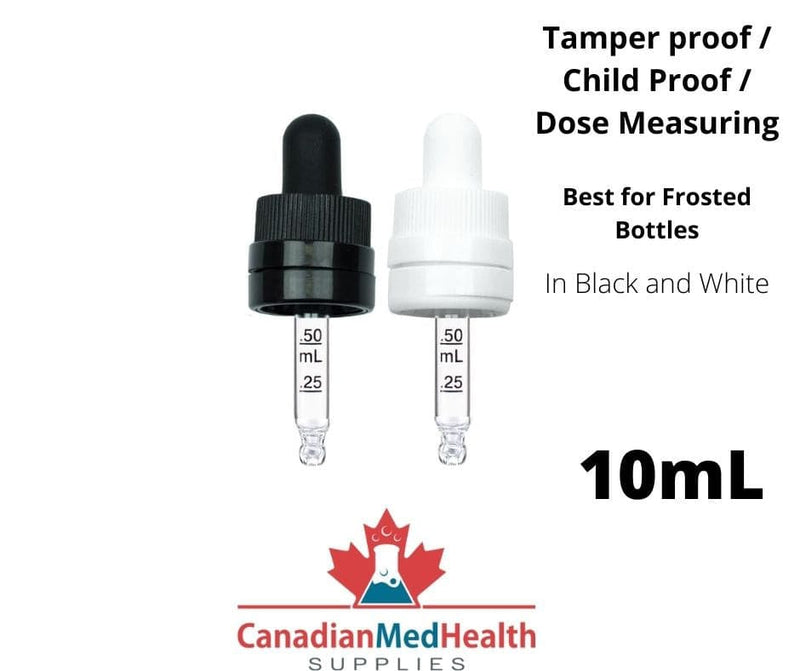 18DIN neck, 10mL Tamper & Child Proof Dropper Caps with Dose Measuring Pipette