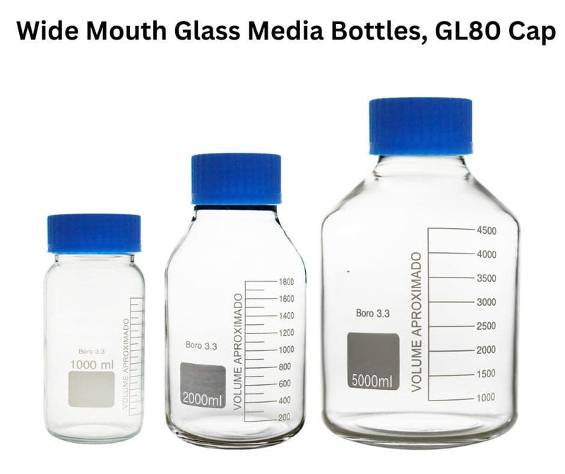 2000mL Wide Mouth Glass Media Bottle with GL80 Screw Cap