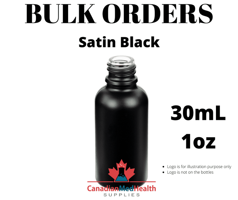 BULK ORDER 1oz (30mL) Satin Black Glass Dropper Bottle With Dropper